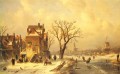 Patineurs Dans Une Neige Gelée Paysage Charles Leickert